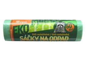 Sáček do koše EKO zatahovací LDPE 60l - zelený ( 1role )