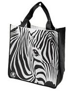 Taška látková 34x36+22cm černá zebra 