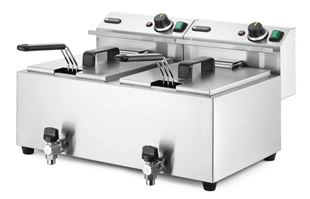 Ruční fritéza s vypouštěcím kohoutem, 2 × 8 l, HENDI, Profi Line, 16L